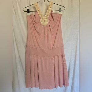 ( Soprano ) Blush Pink Halter Dress with Crochet Detail